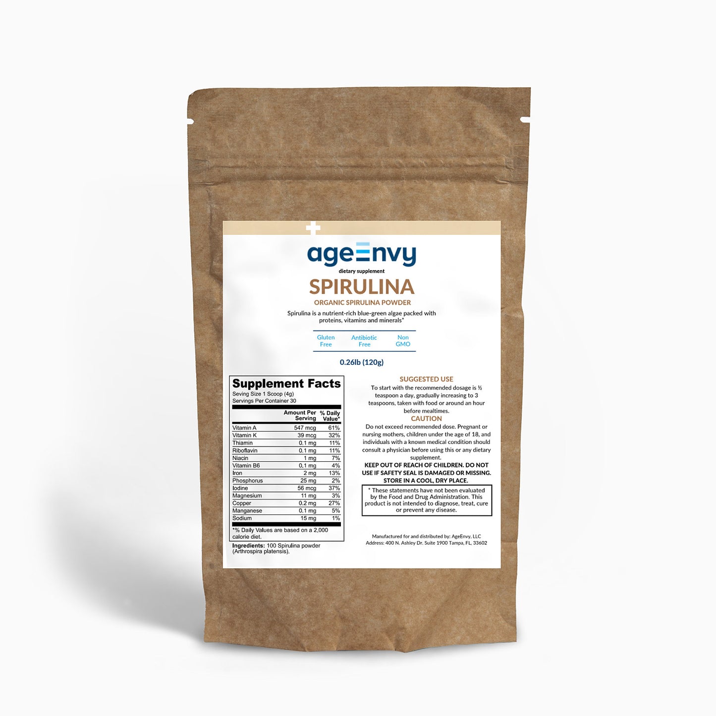 Organic Spirulina Powder 120g - Nutrient-Rich Support