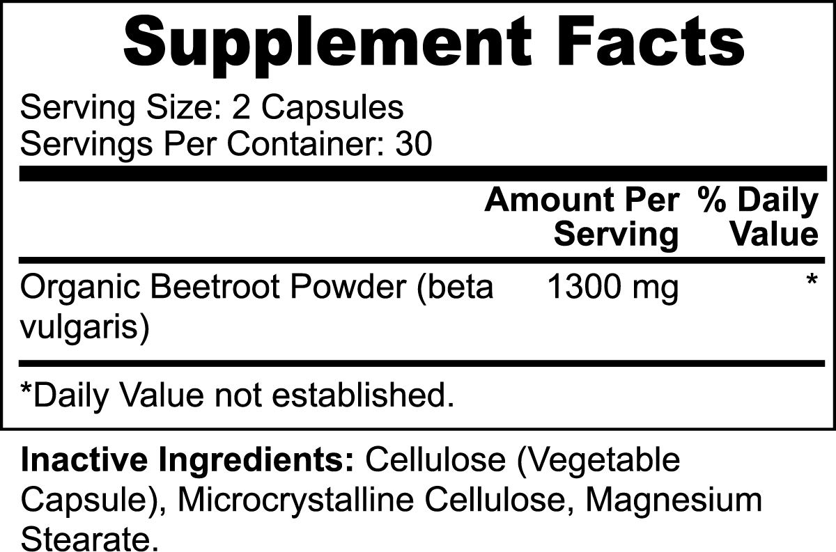 Beetroot Organic Powder 1300 mg 60 Caps
